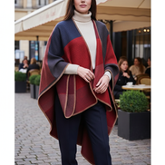 Women's Knit Poncho Argyle Pattern