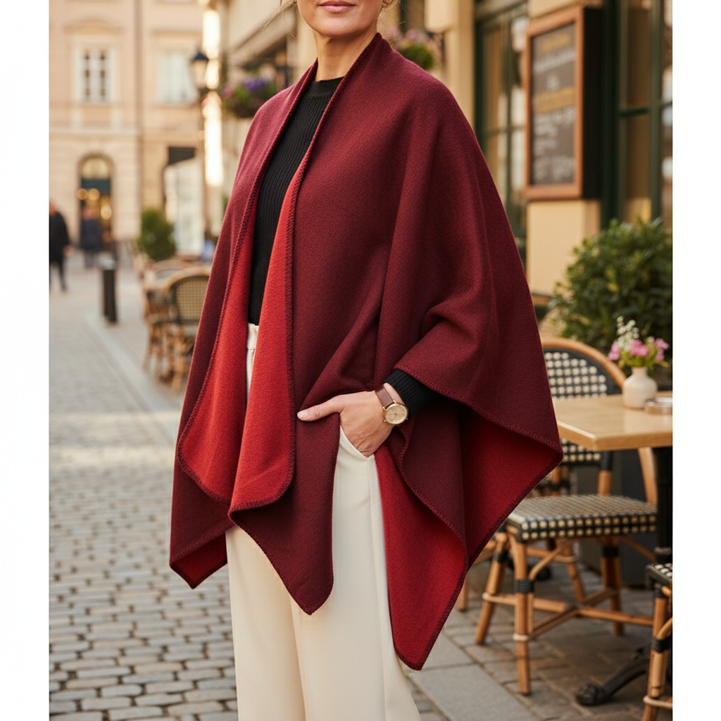 Women's Knit Poncho Argyle Pattern