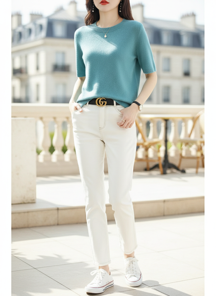 Women's Cotton Knit Short Sleeve Top