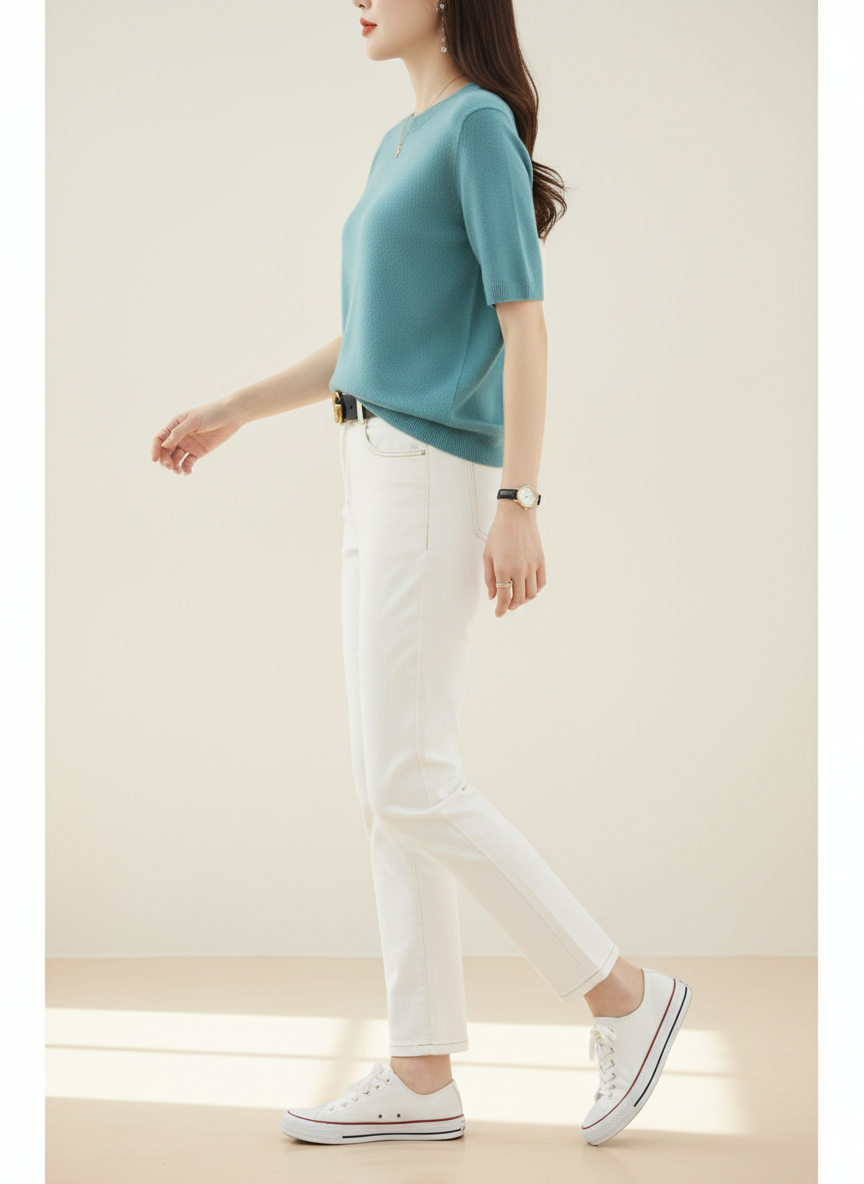 Women's Cotton Knit Short Sleeve Top