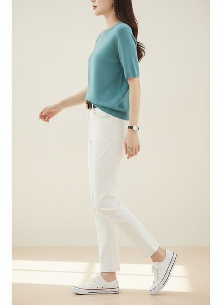 Women's Cotton Knit Short Sleeve Top