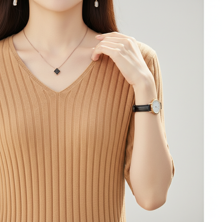 Women's V-Neck Cashmere Knit Sweater