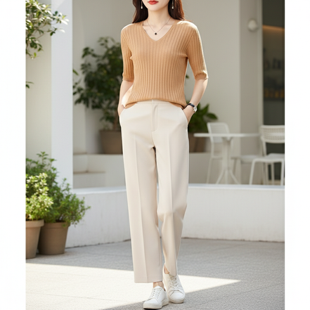 Women's V-Neck Cashmere Knit Sweater