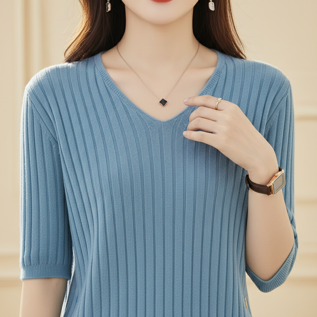 Women's V-Neck Cashmere Knit Sweater