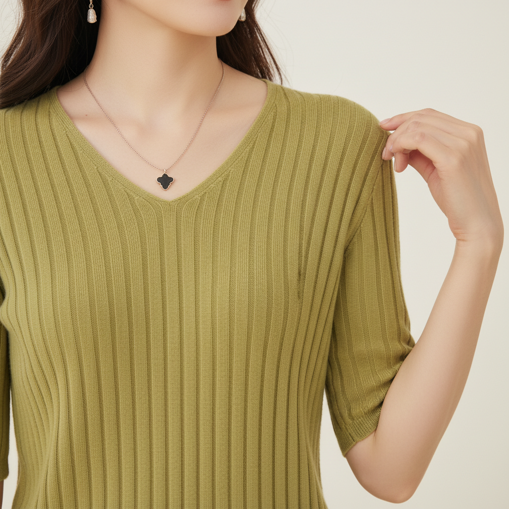 Women's V-Neck Cashmere Knit Sweater