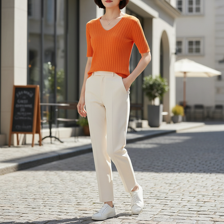 Women's V-Neck Cashmere Knit Sweater