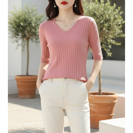 Women's V-Neck Cashmere Knit Sweater