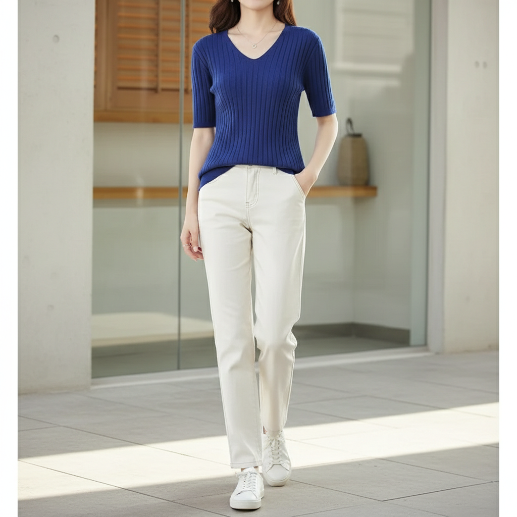 Women's V-Neck Cashmere Knit Sweater