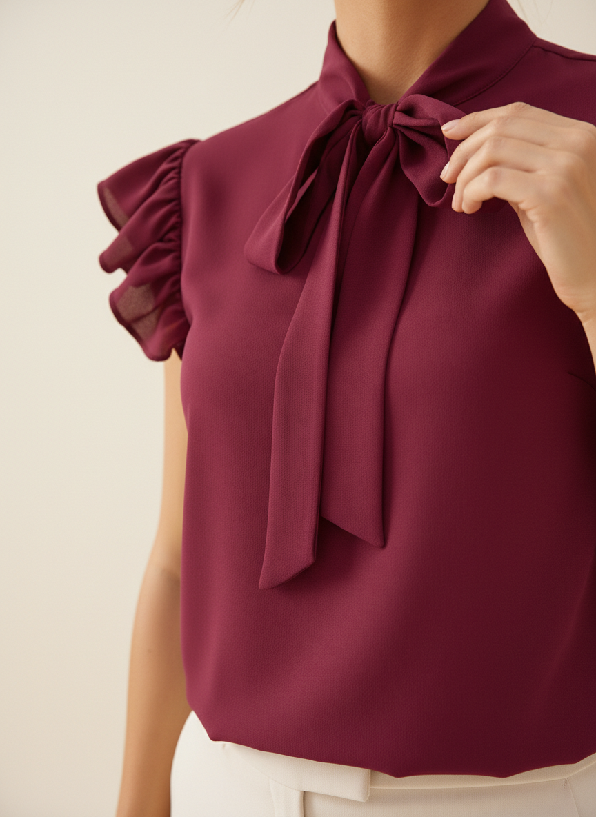 Women's Chiffon Bow Blouse
