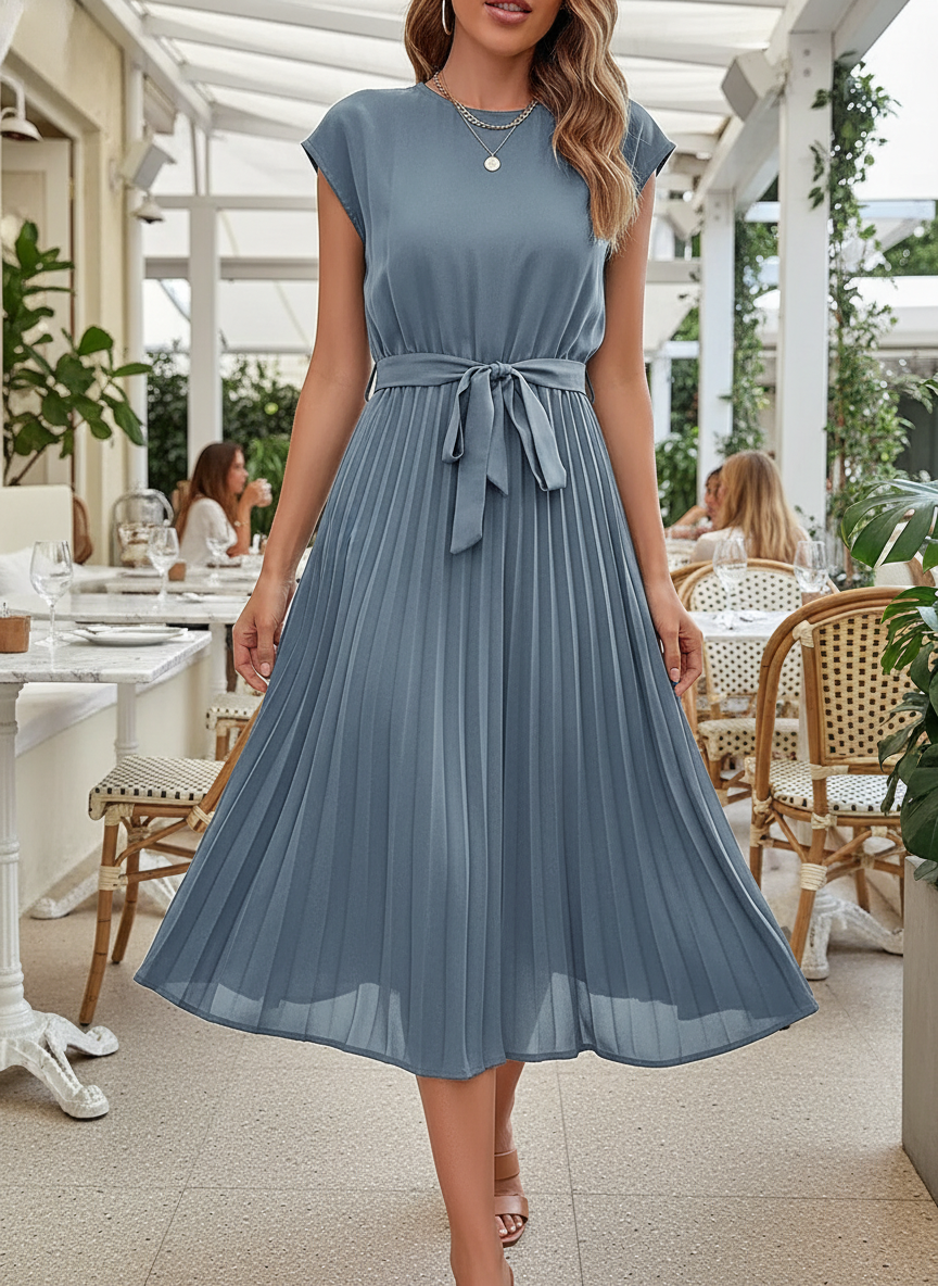 Women's Summer Pleated Midi Dress