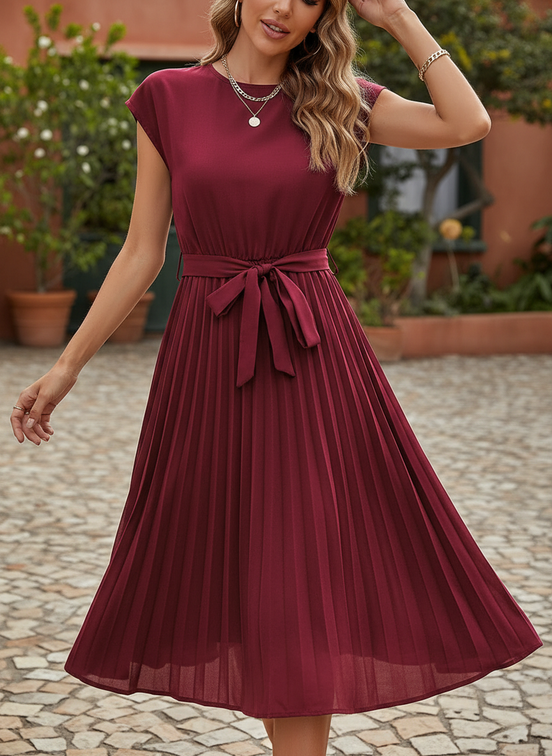 Women's Summer Pleated Midi Dress