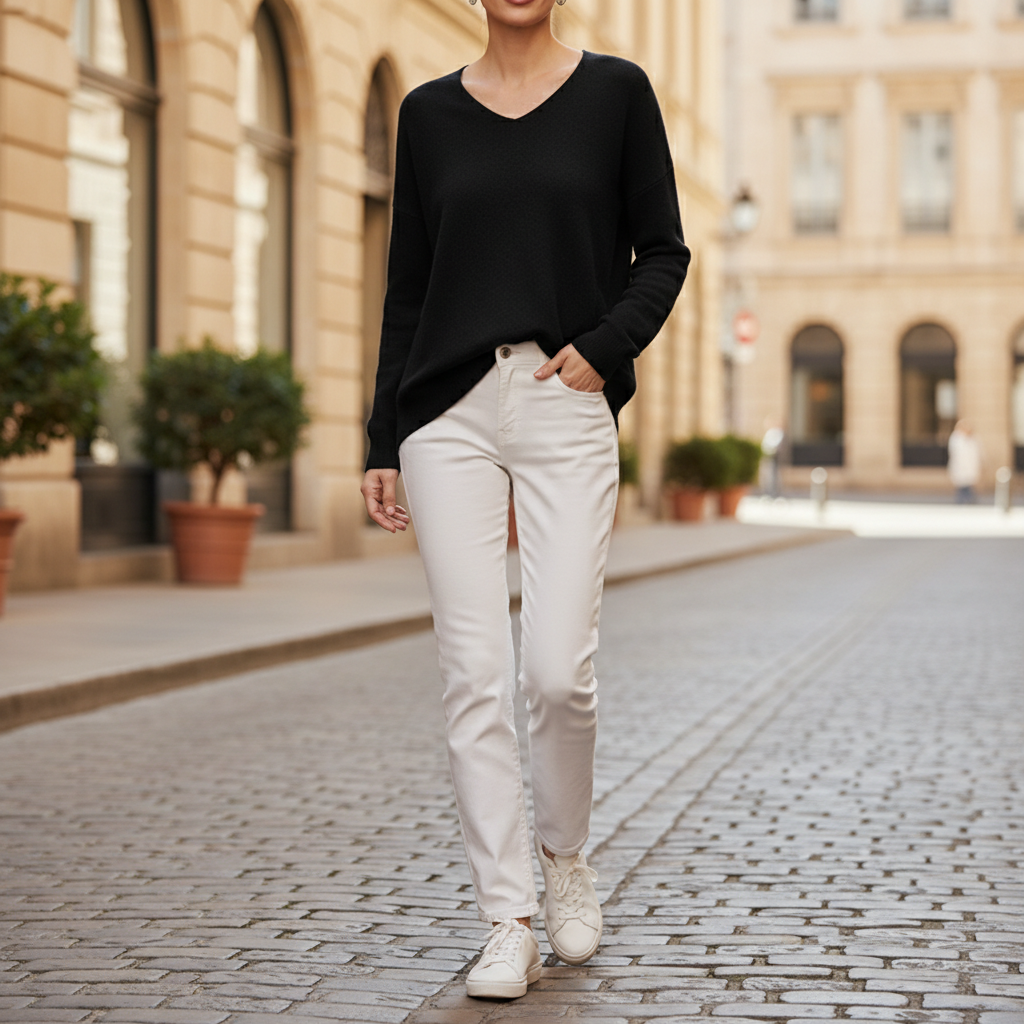 Women's Merino Wool V-Neck Sweater