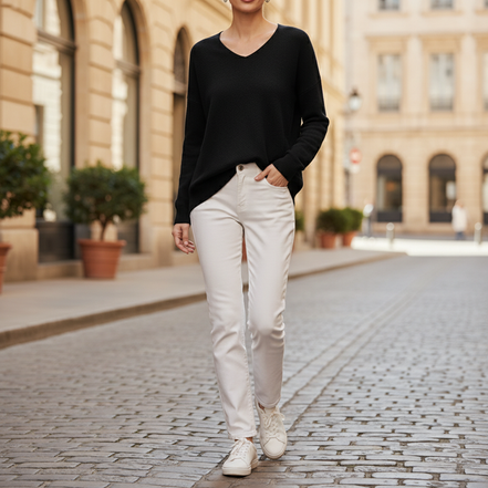 Women's Merino Wool V-Neck Sweater