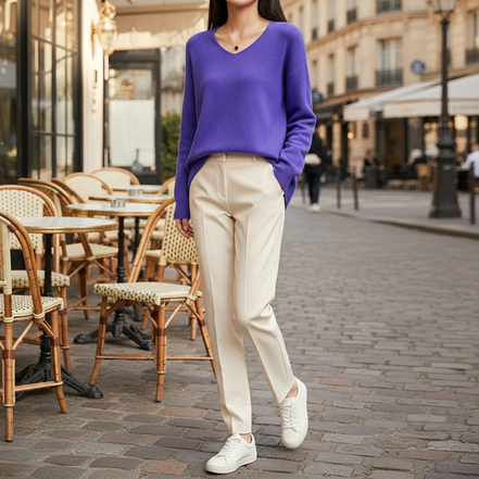 Women's Merino Wool V-Neck Sweater
