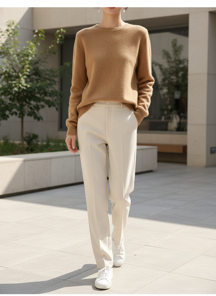 Women's Merino Wool O-Neck Sweater