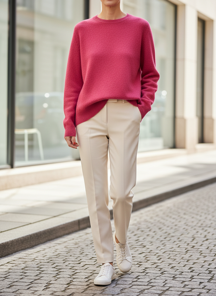 Women's Merino Wool O-Neck Sweater