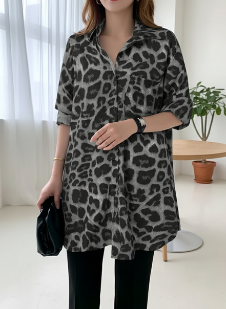 Women's Leopard Print Tunic Blouse