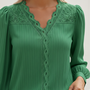 Women's Chiffon V-Neck Lace Top