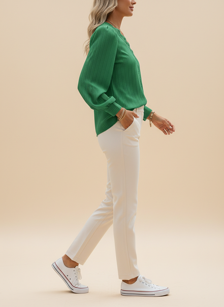 Women's Chiffon V-Neck Lace Top