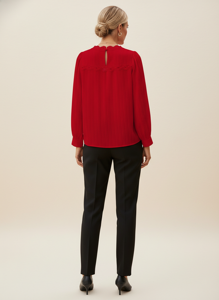 Women's Chiffon V-Neck Lace Top