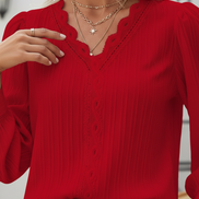 Women's Chiffon V-Neck Lace Top