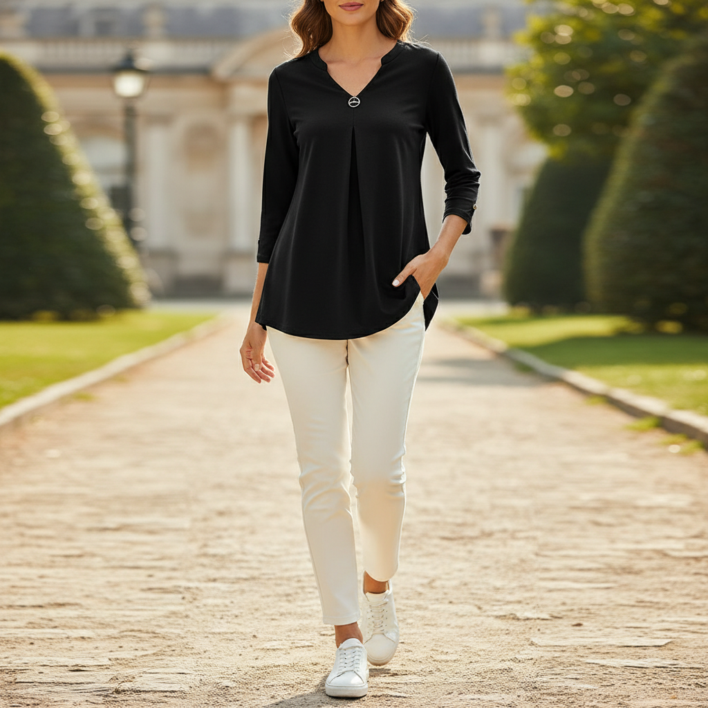 Women's V-Neck Three-Quarter Sleeve Blouse