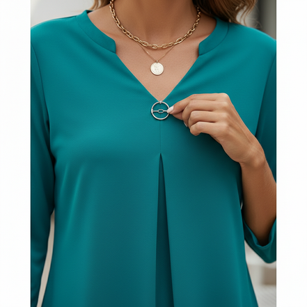 Women's V-Neck Three-Quarter Sleeve Blouse