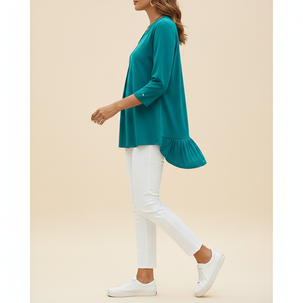 Women's V-Neck Three-Quarter Sleeve Blouse