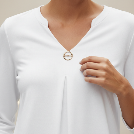 Women's V-Neck Three-Quarter Sleeve Blouse