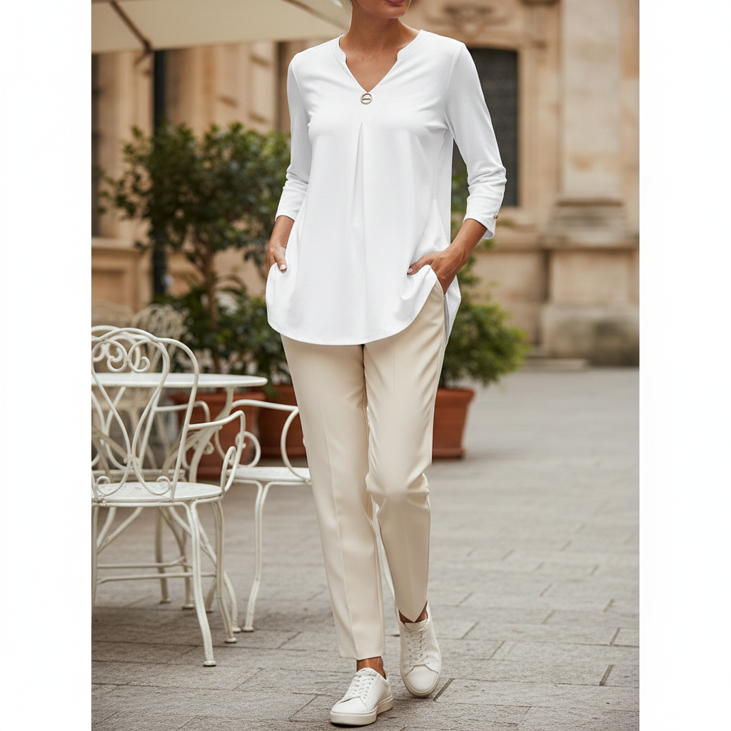 Women's V-Neck Three-Quarter Sleeve Blouse