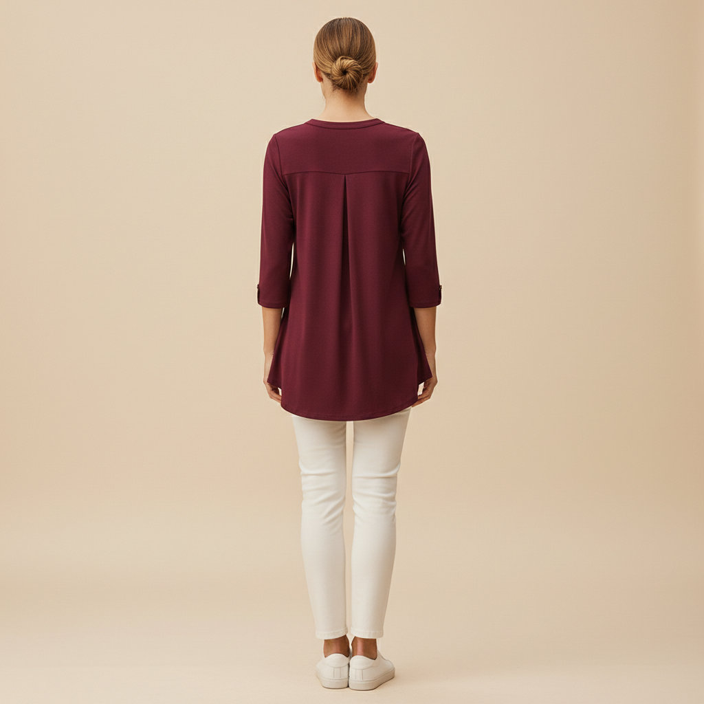 Women's V-Neck Three-Quarter Sleeve Blouse