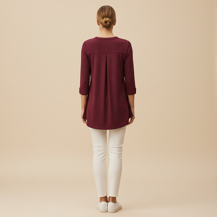 Women's V-Neck Three-Quarter Sleeve Blouse