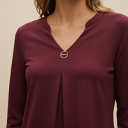 Women's V-Neck Three-Quarter Sleeve Blouse