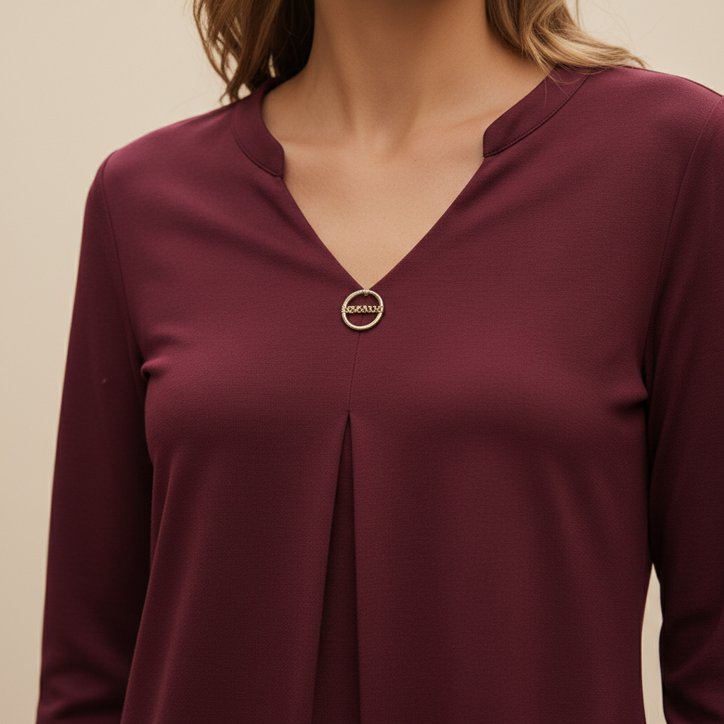 Women's V-Neck Three-Quarter Sleeve Blouse