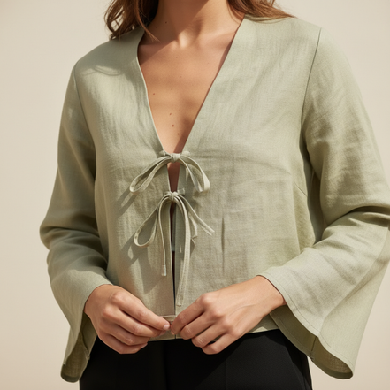 Women's Lace Up Bow Shirt