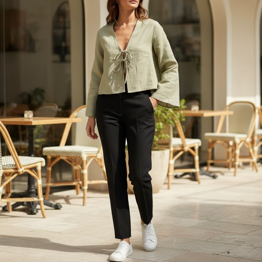 Women's Lace Up Bow Shirt