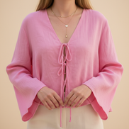 Women's Lace Up Bow Shirt