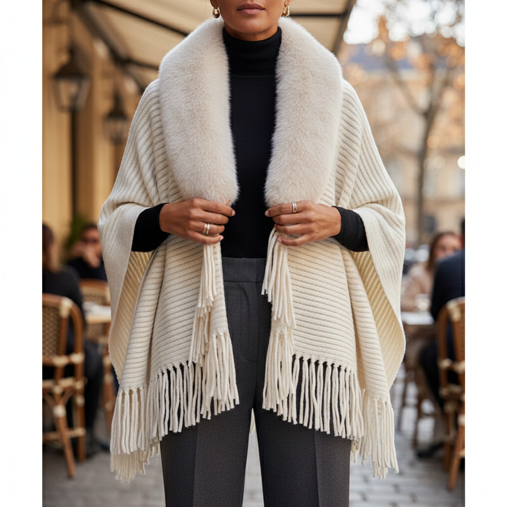Women's Knitted Cardigan Cape Shawl