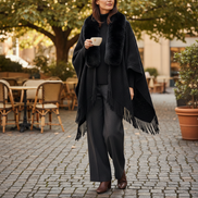 Women's Knitted Cardigan Cape Shawl