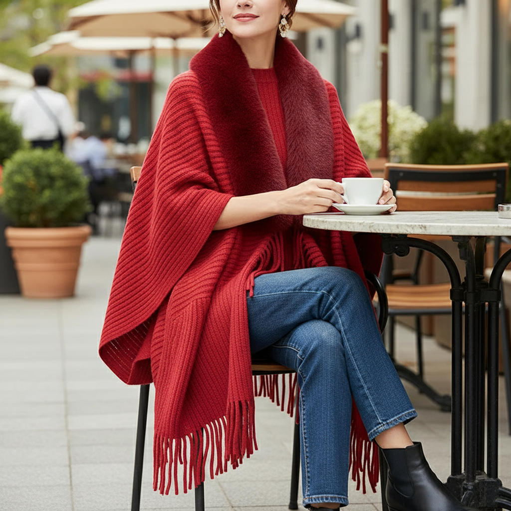 Women's Knitted Cardigan Cape Shawl