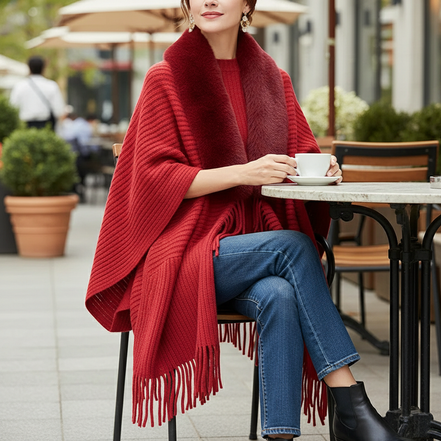 Women's Knitted Cardigan Cape Shawl