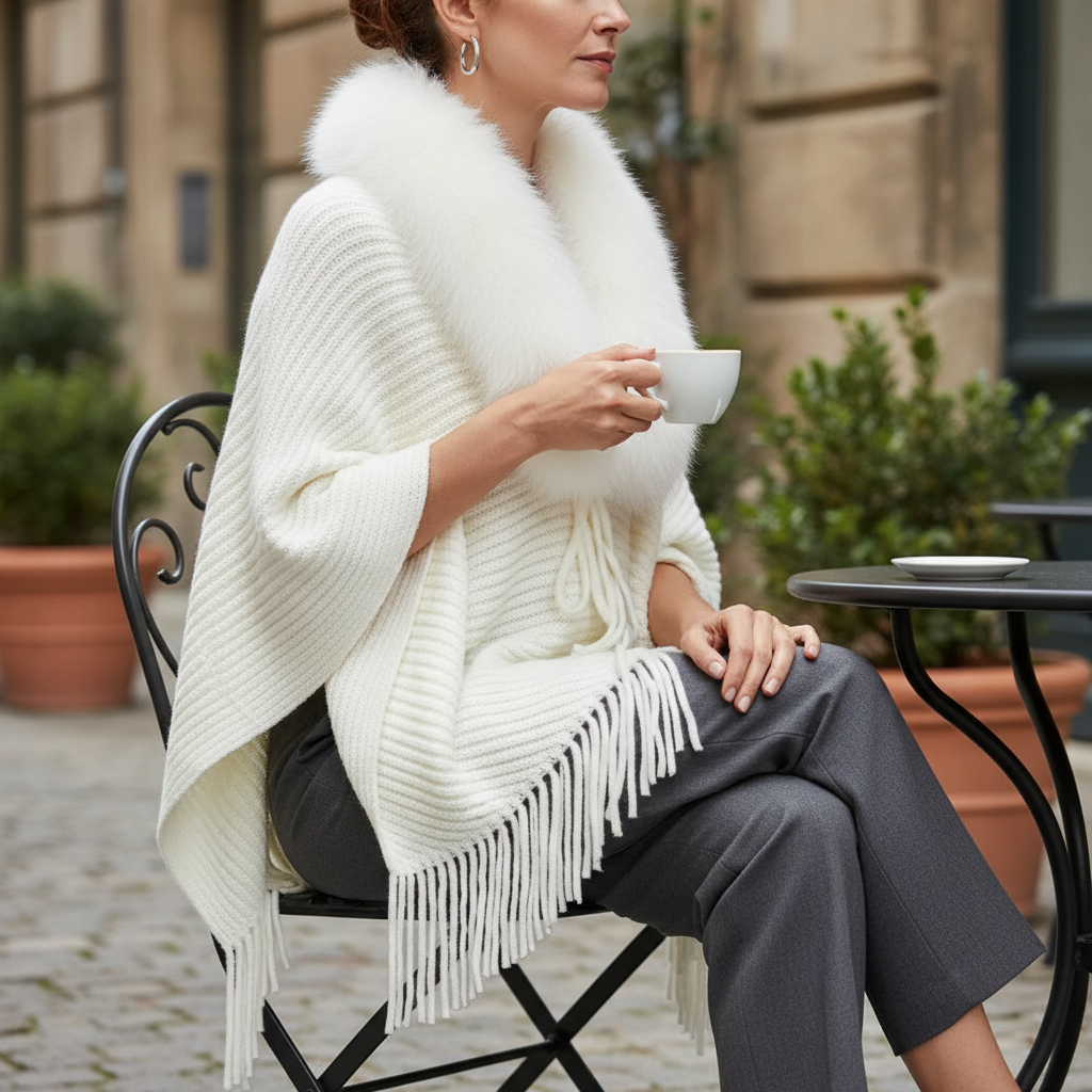Women's Knitted Cardigan Cape Shawl