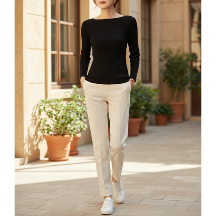 Women's Knitted O-Neck Pullover Sweater