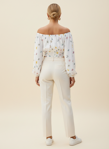 Women's Off Shoulder Chiffon Blouse