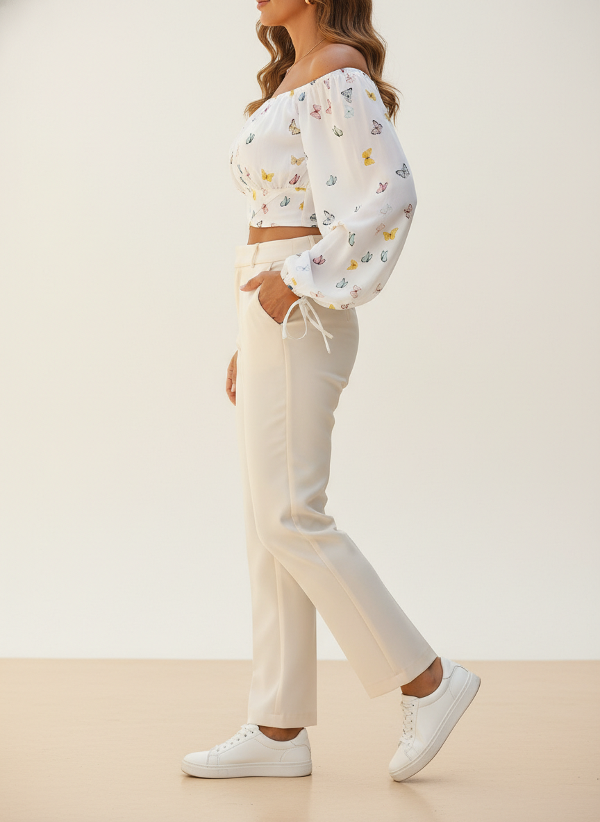 Women's Off Shoulder Chiffon Blouse
