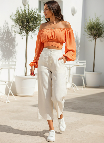 Women's Off Shoulder Chiffon Blouse