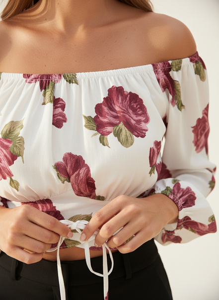 Women's Off Shoulder Chiffon Blouse