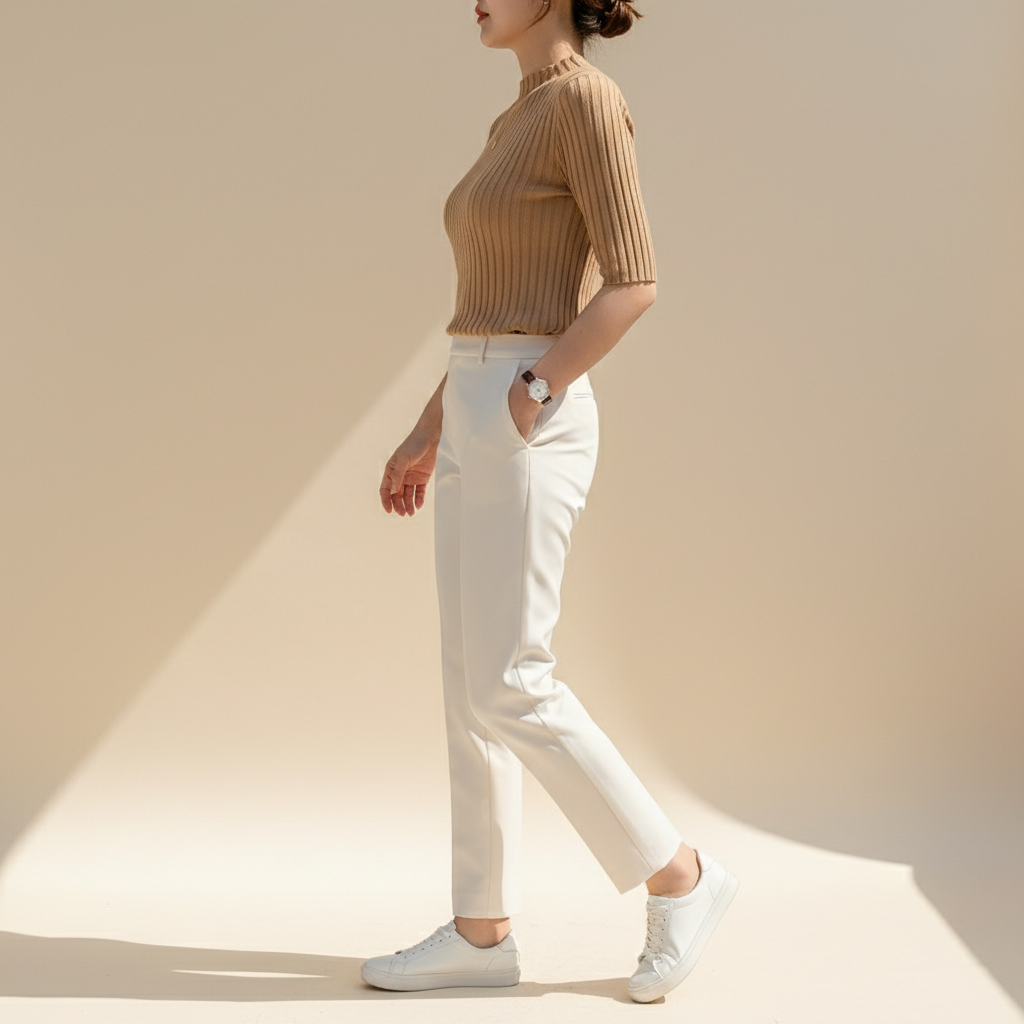 Women's Knit Half High Collar Blouse
