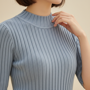 Women's Knit Half High Collar Blouse