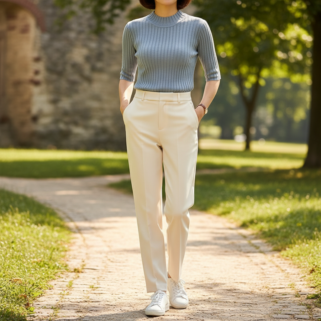 Women's Knit Half High Collar Blouse